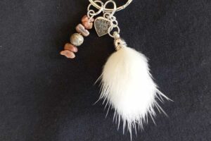 Veer sleutelhangermet lavasteen en tijgeroog