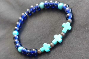 Blauwe armband met turquoise