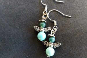 Engel oorbellen van turquoise & chrysocolla